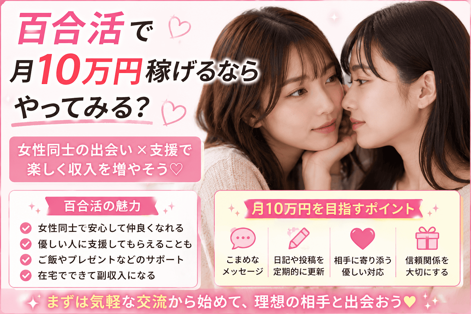 百合活で月10万円稼げるならやってみる？